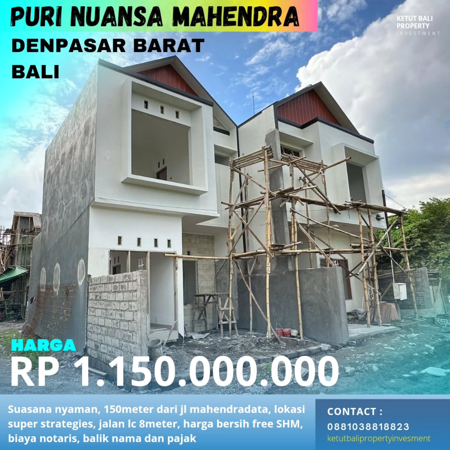 Rumah GAGAL CREDIT, DIJUAL KEMBALI. Hunian Exclusive Di Tengah Kota. Hanya 1 unit. (Dalam proses finishing) Lokasi Yang Strategis Dengan Akses Yang Lega dan Langsung terhubung Jalan Utama Mahendradata dan Teuku Umar
